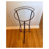 Wrought Iron Plant Stand or Antique Wash Basin Stand - 31in Tall, 17in Top Ring, Three-Leg Design