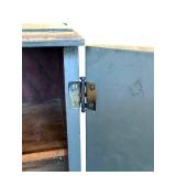 Blue Painted Floral Front Cabinet - Small Decorative Wooden Storage 10x8x7