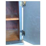 Blue Painted Floral Front Cabinet - Small Decorative Wooden Storage 10x8x7