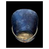 Vintage Blue Metal Coal Scuttle with Wooden Handle