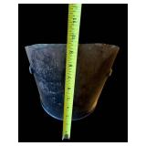 Vintage Blue Metal Coal Scuttle with Wooden Handle