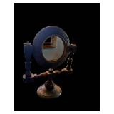 Vintage Round Vanity Mirror on Ornate Wood Stand