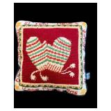 Decorative Pillows - Christmas Heart Cushion & Patchwork Square Pillow (Lot of 2) & Braided Mat