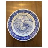 Portland Sweden Plate - Mors Dag 1975 Blue Transfer Baby Scene, Limited Edition