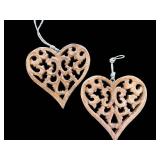 Wooden Heart Filigree Pendants (Lot of 2)