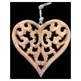 Wooden Heart Filigree Pendants (Lot of 2)