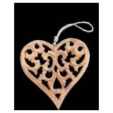 Wooden Heart Filigree Pendants (Lot of 2)