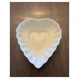 Belleek Heart-Shaped Porcelain Dish - Scalloped Edge