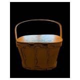 Hand-Painted Yellow Wooden Basket with Lid - Floral Design, Cottage Decor