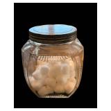Cotton Balls in Clear Glass Jar with Metal Lid - Decorative Craft/Storage