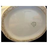 Pitcher with Bowl - White Ceramic with Blue Rim