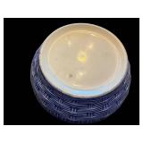 Pitcher with Bowl - White Ceramic with Blue Rim