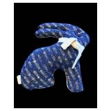 Blue Velvet Pillow & Floral Bunny Cushion - Decorative Set