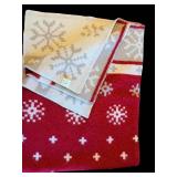 Wool Throw Blanket 50x65 Inches - Red Snowflake Pattern