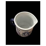 Delftware Blue & White Ceramic Pitcher with Windmill Scene - Hand-Painted Dutch Decor