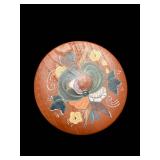 Decorative Wood Plates - Floral Hand-Painted Set of 3 (Blue, Teal, Orange)
