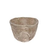 Crystal Glass Bowl 4x5 in - Engraved Floral Scroll Pattern