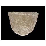 Crystal Glass Bowl 4x5 in - Engraved Floral Scroll Pattern