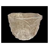 Crystal Glass Bowl 4x5 in - Engraved Floral Scroll Pattern