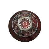 Ruby Red Cut-Glass Bowl - Starburst Center Pattern & Divided Plate