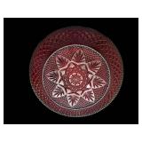 Ruby Red Cut-Glass Bowl - Starburst Center Pattern & Divided Plate