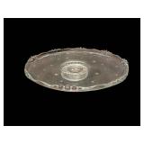 12-Inch Clear Glass Plate with Starburst Pattern and Beaded Rim