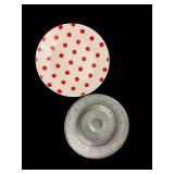 Polka Dot Plate Set - 11 Pieces (5 Clear Glass, 6 White With Red Dots)
