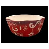 Gates Ware Red & White Holiday Ceramic Bowl - Scalloped Rim 12x6