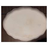 White Ceramic Oval Plate with Scalloped Edge & Decorative Leaf Magnifying Glass