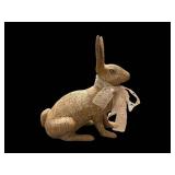 Rabbit Figurine 12x9.5 in - Crackled with Lace Ribbon