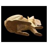 Rabbit Figurine 12x9.5 in - Crackled with Lace Ribbon