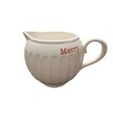 Creamer Merry White Ceramic - Red Holiday Spoon Rest & Silver Ornate Spoon (3-Piece Set)