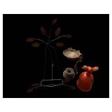 Metal Tree Stand with Leaf Accents - Red Bird Decanter & Candle Holder (Lot of 4)