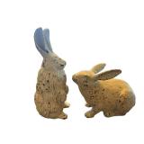 Rabbit Figurines Pair - 9 In & 5 In Tall
