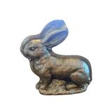 Antique-Style Plastic Rabbit Figurines with Basket - 2-Piece Set