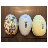 Metal Decorative Eggs - Set of 3 - Floral & Bunny Designs