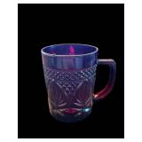 Ruby Red Glass Mugs - Diamond Pattern, Red Interior - 10-Piece Set