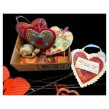 Valentine Hearts Ornament Set - Assorted Fabric, Embroidered & Metal Hearts in Box