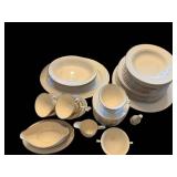 Fine Art China Dinnerware Set - Cups, Saucers, Plates, Creamer & Pitcher