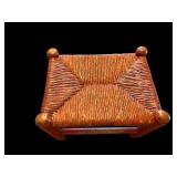 Wooden Stool - Woven Rush Seat 12 in x 13.5 in