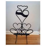 Wrought Iron Heart-Shaped Floor Stand - Decorative Display, 28 x 14