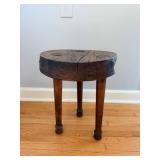 Round Wooden Stool - Rustic 3-Leg, 15 1/2 in Diameter, 11 3/4 in High