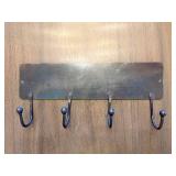Wall Hook Rack with 4 Hooks & Heart Shaped Wood Bowl