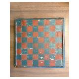 Vintage Checkerboard Board - Red & Teal Squares Framed