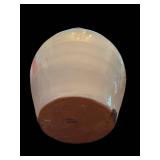 White Ceramic Pitcher with Blue Rim, 10-Inch Tall