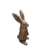 Rabbit Figurine Set - 2-Piece Ceramic Blue/White Floral Rabbit & Bronze Bunny