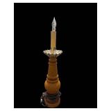 Vintage Wooden Table Lamp - 14 Inch Tall Turned Base, Candle-Style Bulb
