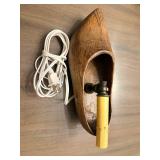 Vintage Wooden Carved Shoe Lamp