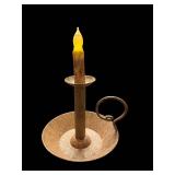 Antique Candlestick Holder with Ring Handle