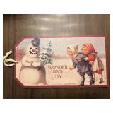 Wall Art Snowman & Children, Bunny in Apron (Lot of 2)